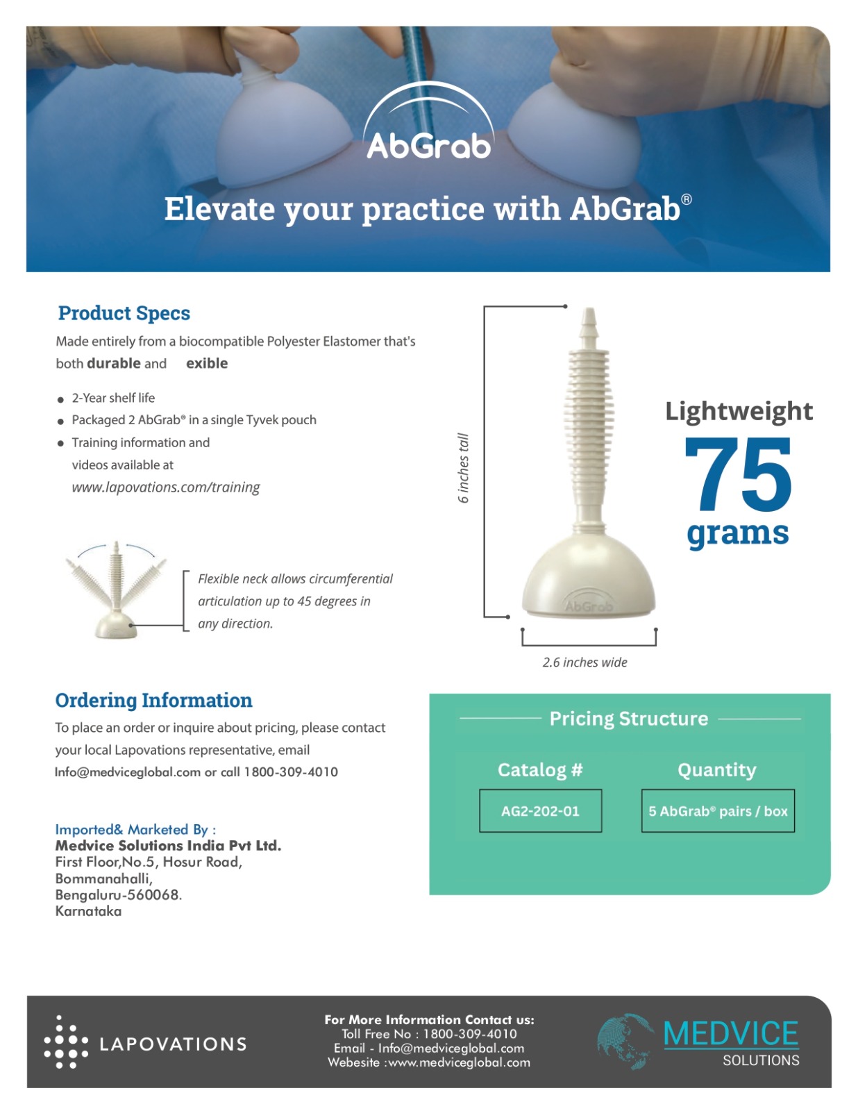 AbGrab Laparoscopic Abdomen Wall Lifting Device